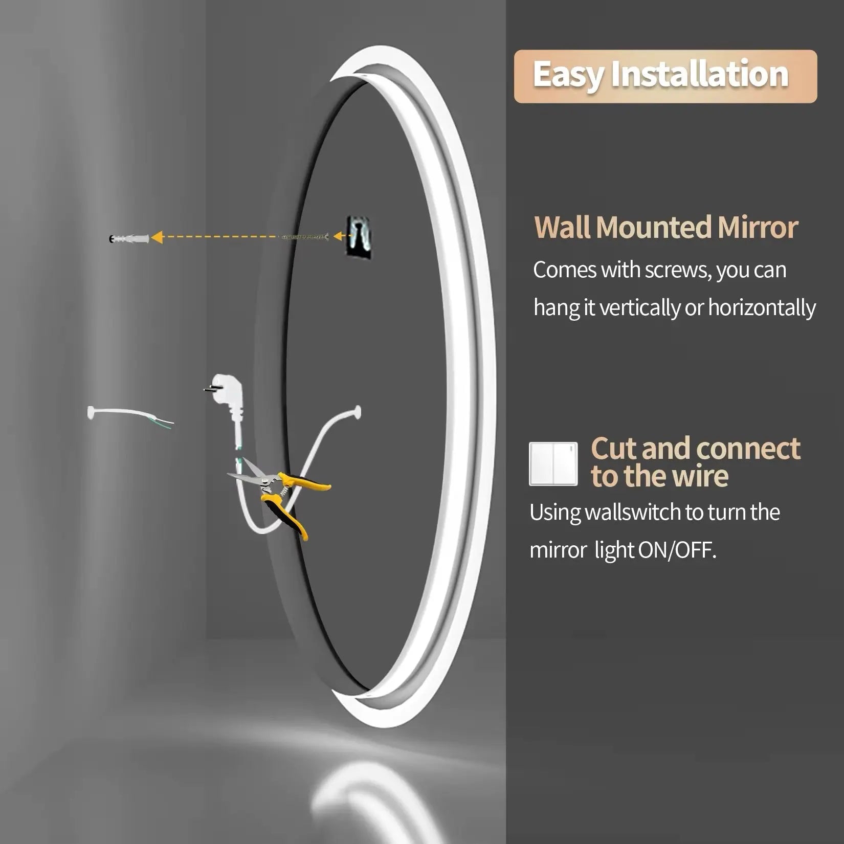 EclipseGlow Wall Mirror - AWOLUS