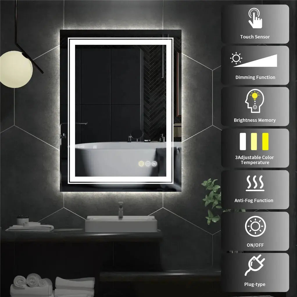GeminiGlow Bathroom Mirror - AWOLUS