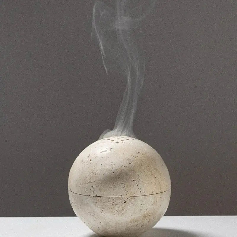 Travertine Sphere Mubkhar - AWOLUS